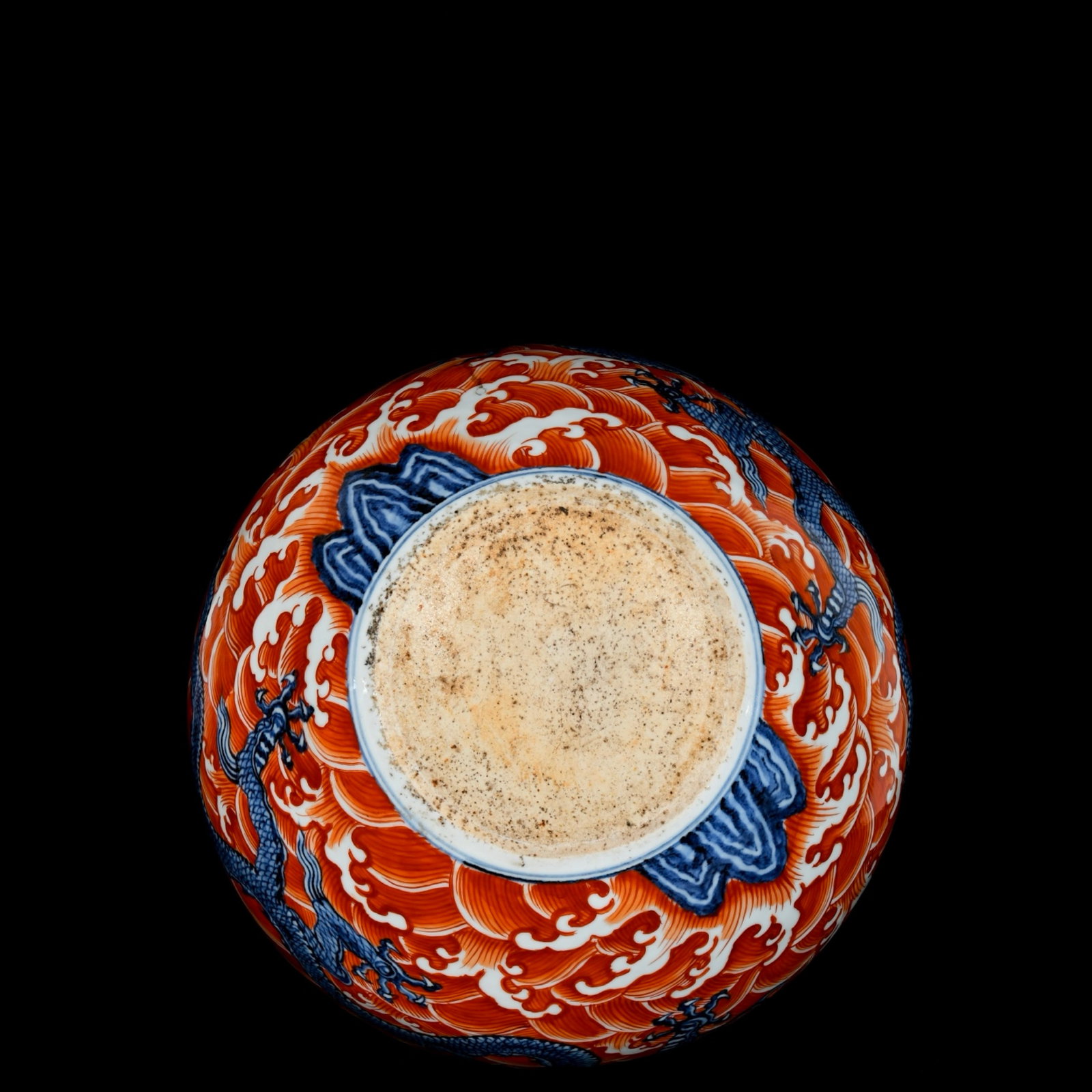 A Huge Blue and White Iron-Red Seawater and Dragon Pattern Vase - 9