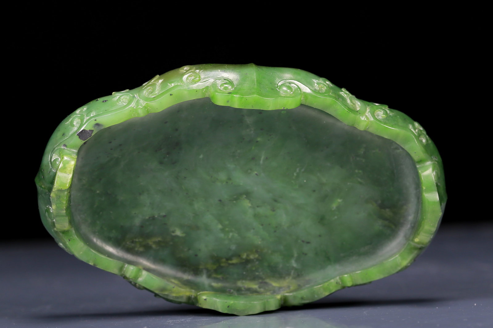 An Exquisite White Jade Double-Ears Brush Washer with Jasper Base - 10