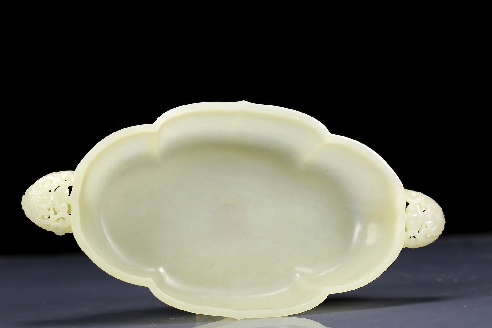 An Exquisite White Jade Double-Ears Brush Washer with Jasper Base - 7