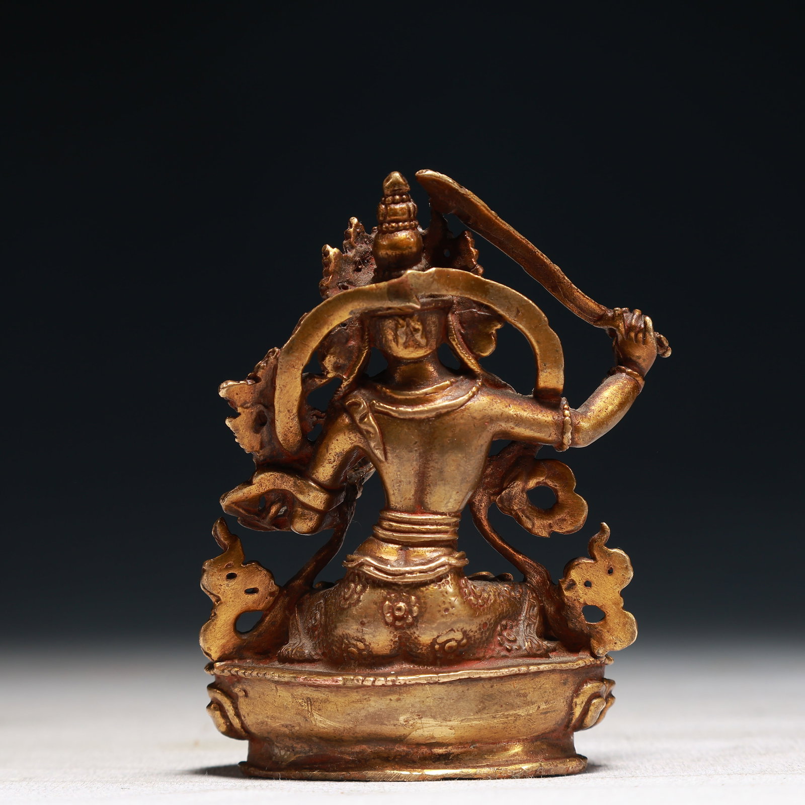 A Solemn Gilt Bronze Statue of Manjusri - 4