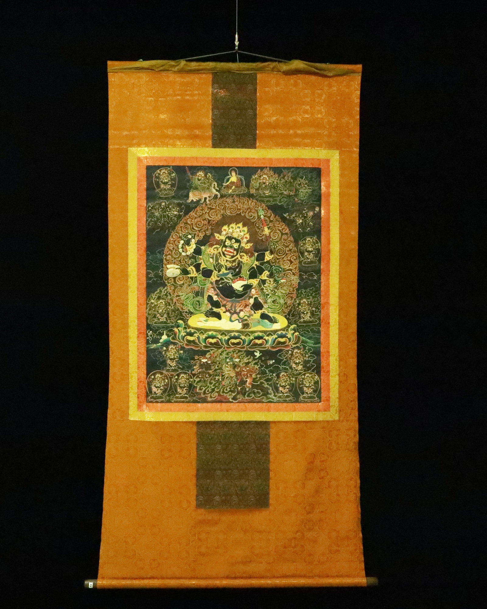 A Rare Brocade Painted Color Statue of Vajra Tangka: Estimated Value:3000-6000 A Rare Brocade Painted Color Statue of Vajra Tangka,Qing Dynasty, China,Size:35inx68.5in