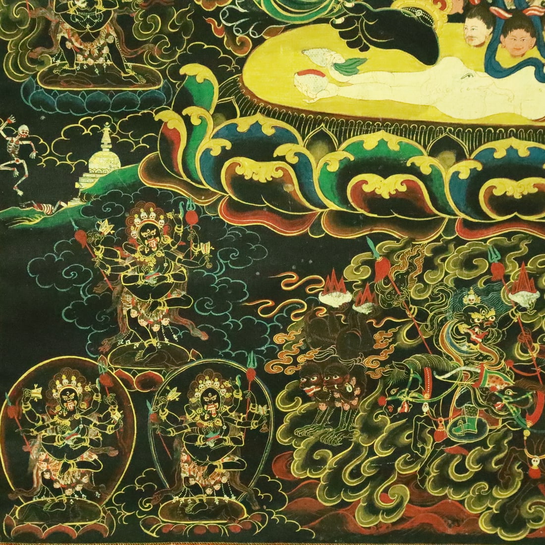 A Rare Brocade Painted Color Statue of Vajra Tangka - 8