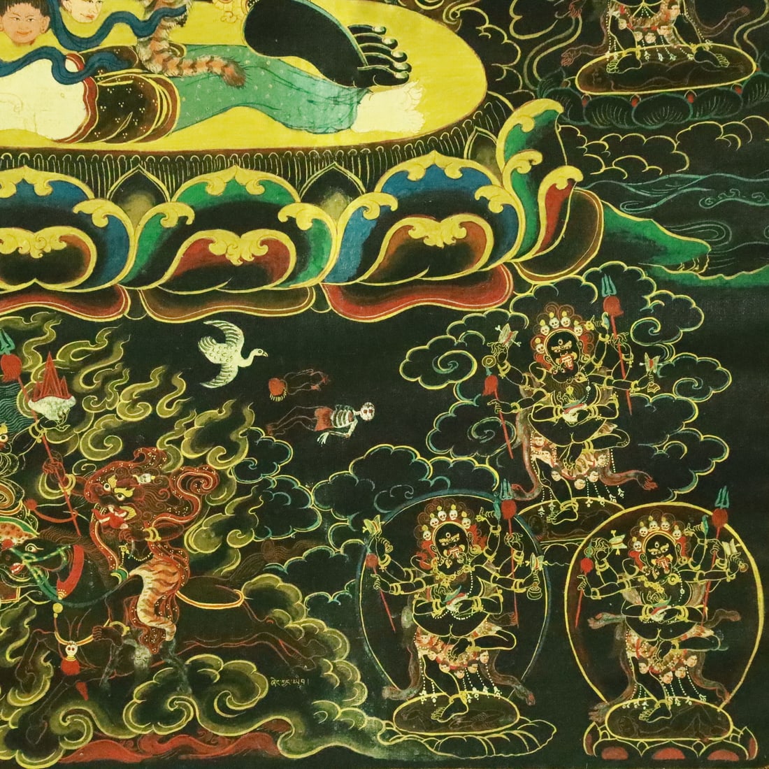 A Rare Brocade Painted Color Statue of Vajra Tangka - 9