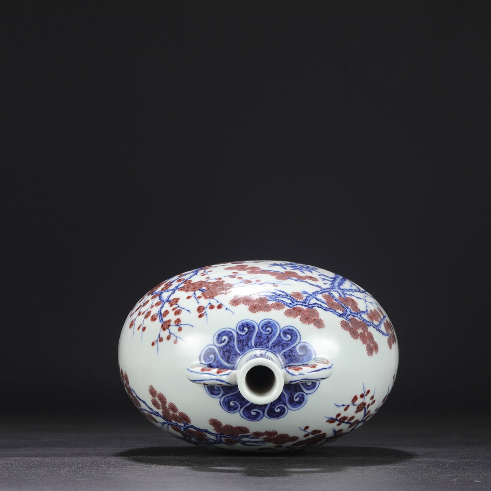 An Exquisite Blue and White Underglaze-Red Pine,Bamboo and Plum Blossom Pattern Double-Ears Vase - 4