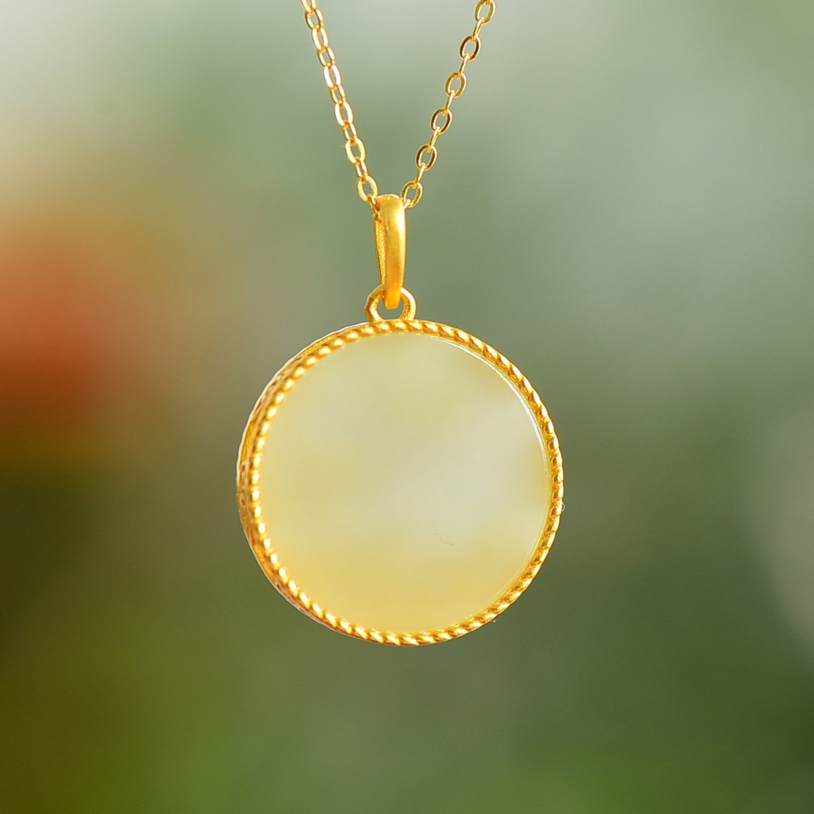 An Exquisite Sterling Silver-Gold Plated Inlaid White Jade Enamel Pendant - 5