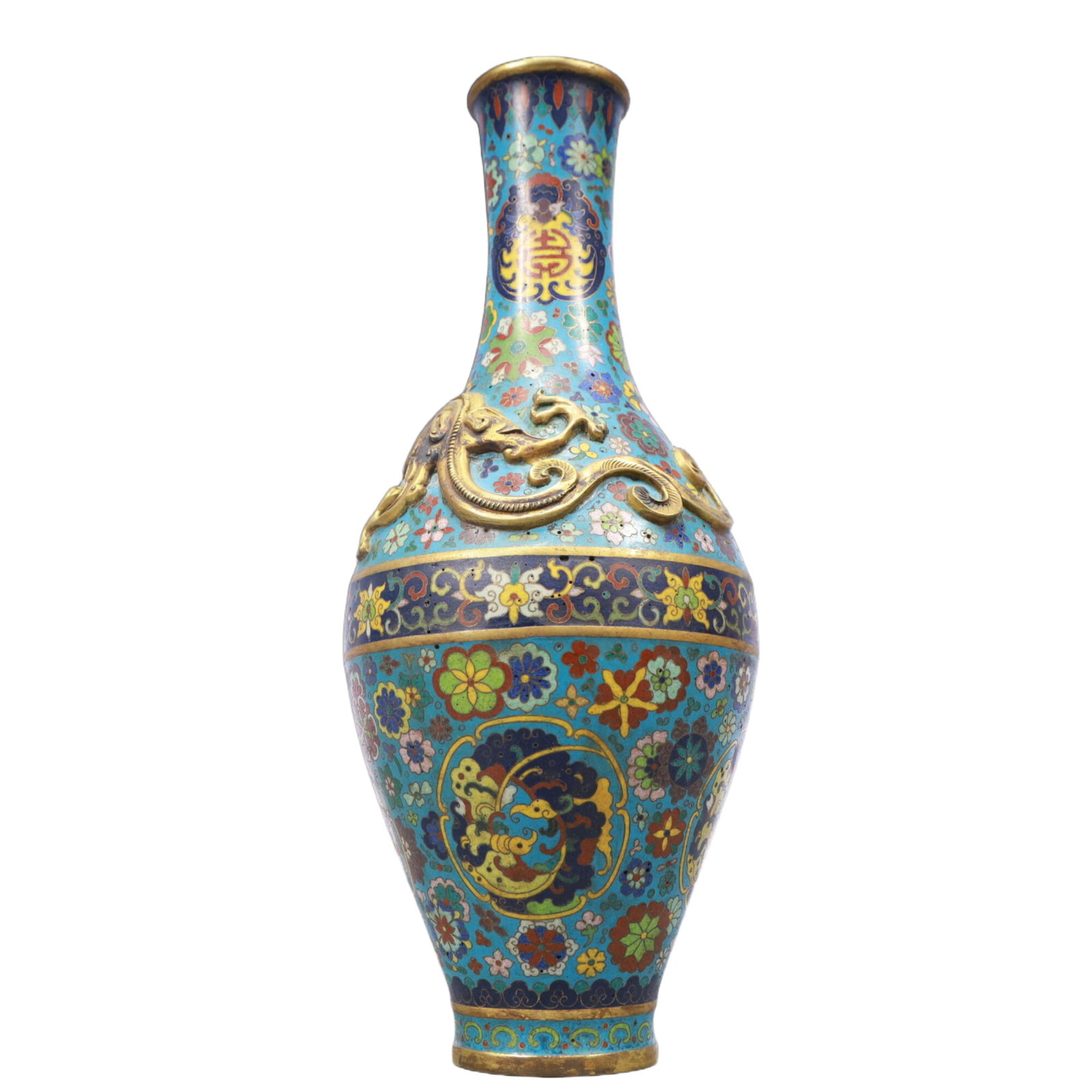 A Pair of Exquisite Cloisonne Flower and Dragon Pattern Vases - 10