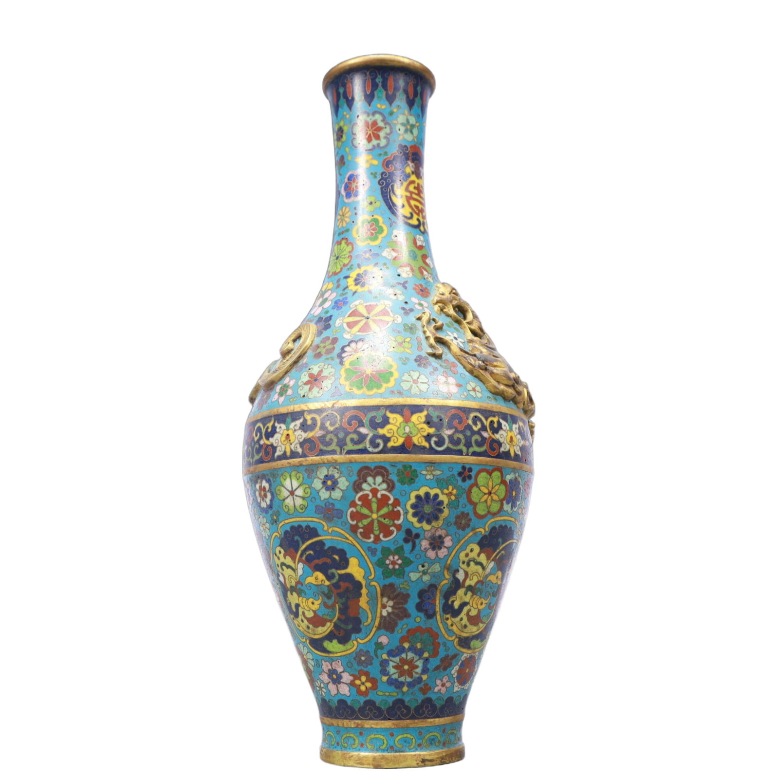 A Pair of Exquisite Cloisonne Flower and Dragon Pattern Vases - 11