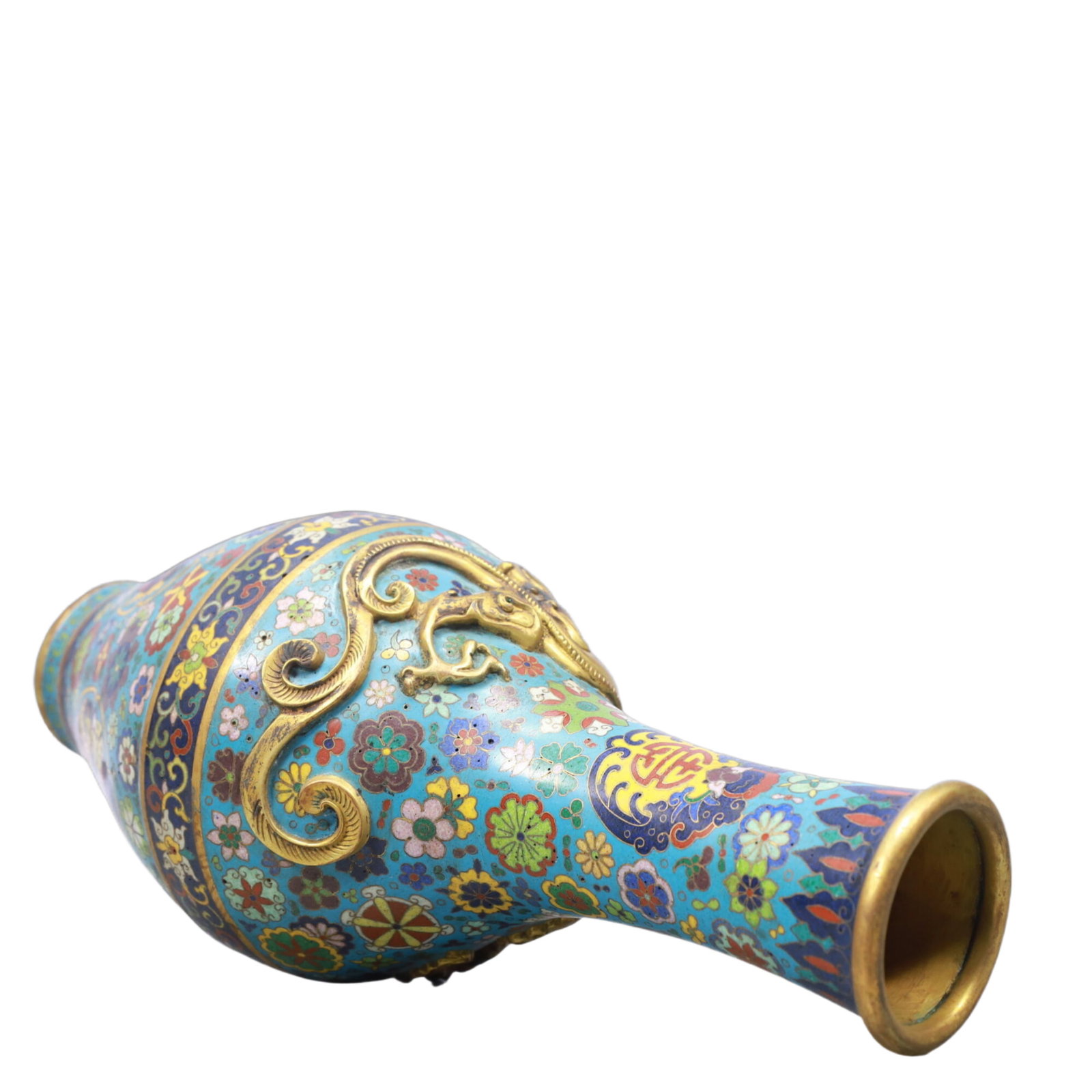 A Pair of Exquisite Cloisonne Flower and Dragon Pattern Vases - 12