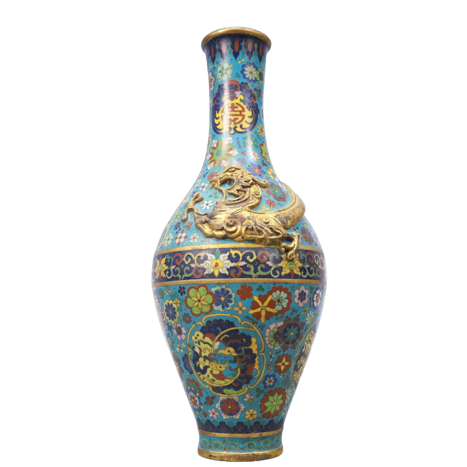 A Pair of Exquisite Cloisonne Flower and Dragon Pattern Vases - 6