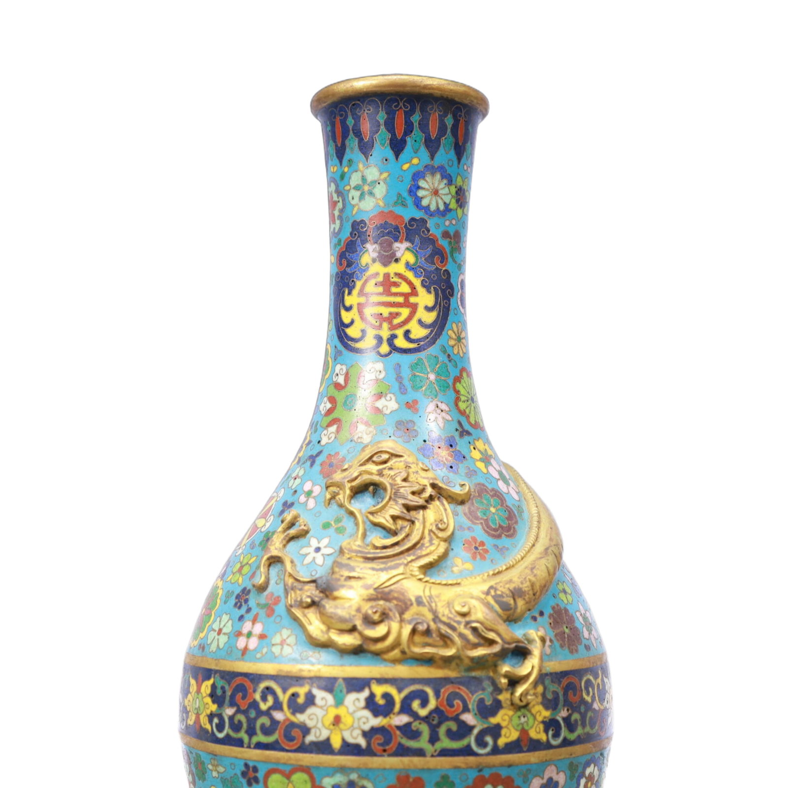 A Pair of Exquisite Cloisonne Flower and Dragon Pattern Vases - 7