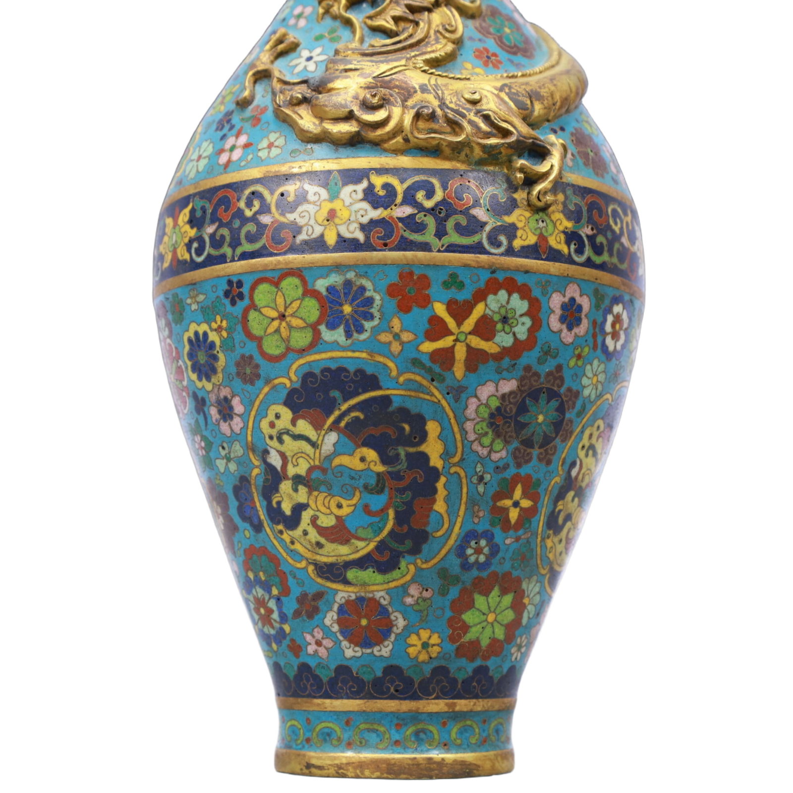 A Pair of Exquisite Cloisonne Flower and Dragon Pattern Vases - 8