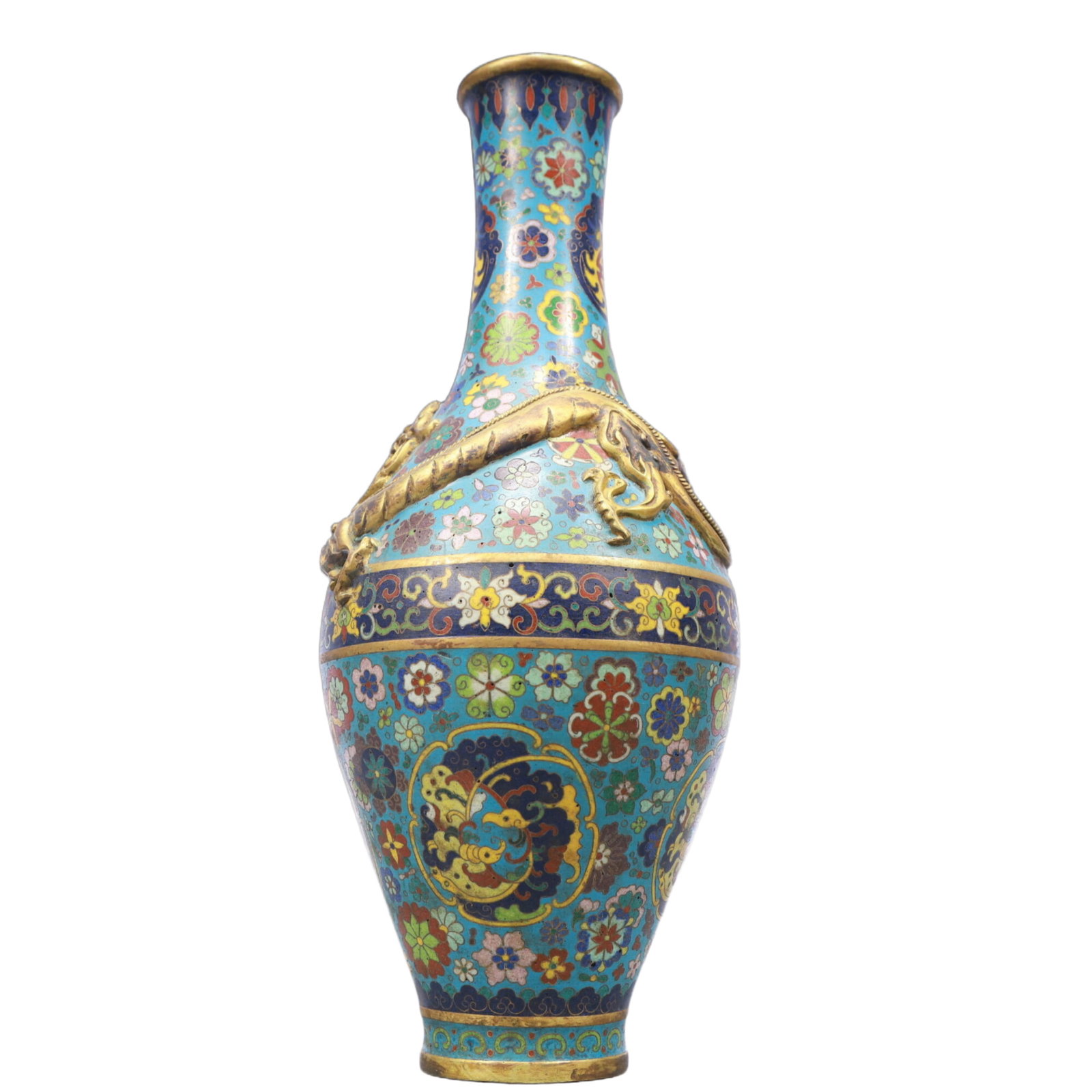 A Pair of Exquisite Cloisonne Flower and Dragon Pattern Vases - 9