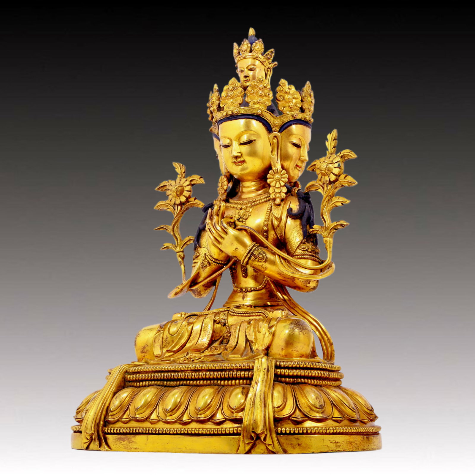 A solemn gilt bronze statue of Bodhisattva - 5