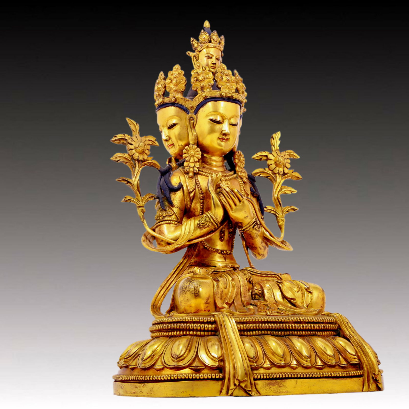 A solemn gilt bronze statue of Bodhisattva - 7