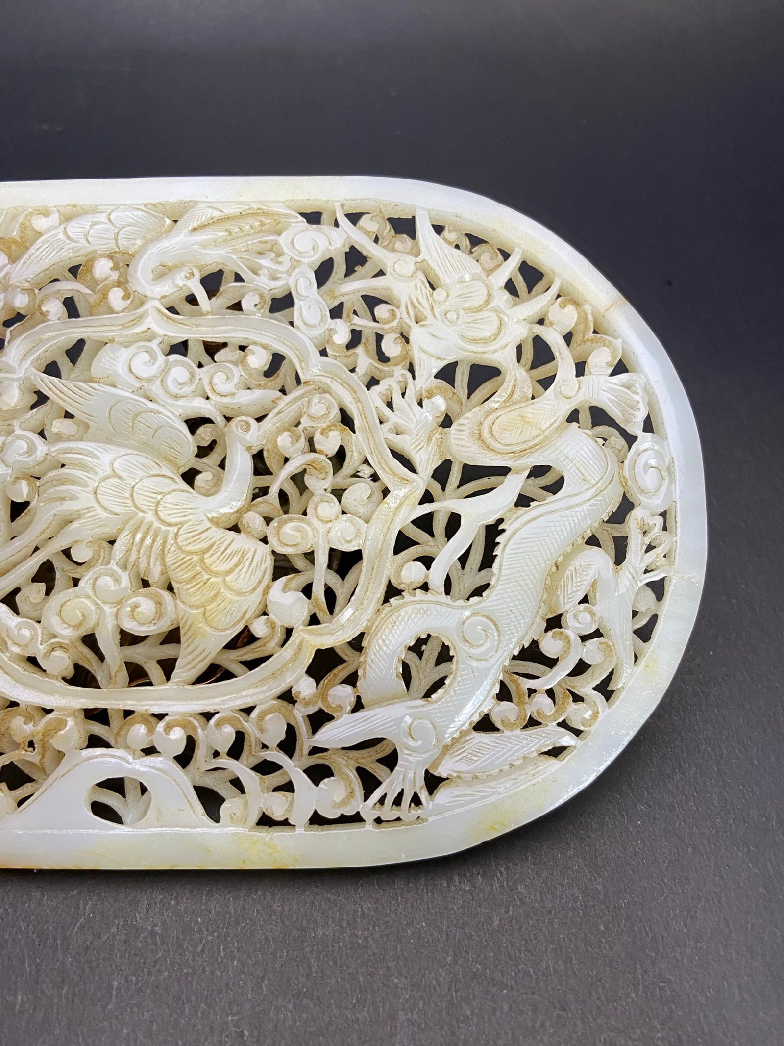 An Exquisite White Jade Crane Dragon Pattern Ornament - 2