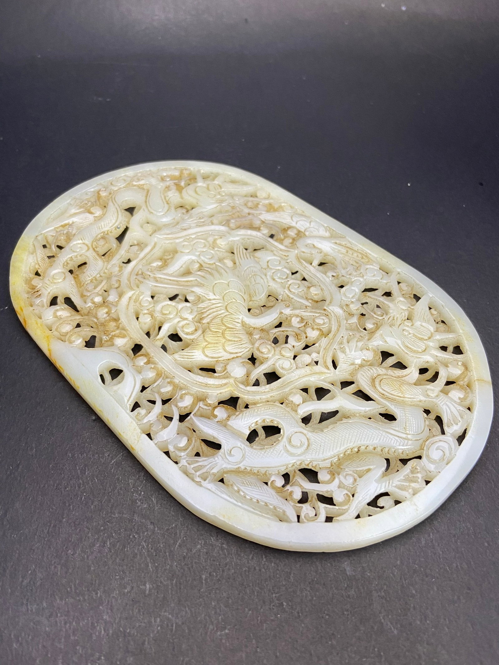 An Exquisite White Jade Crane Dragon Pattern Ornament - 7
