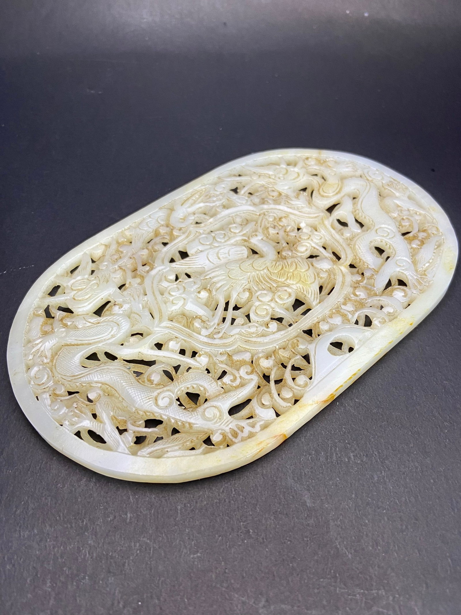 An Exquisite White Jade Crane Dragon Pattern Ornament - 8