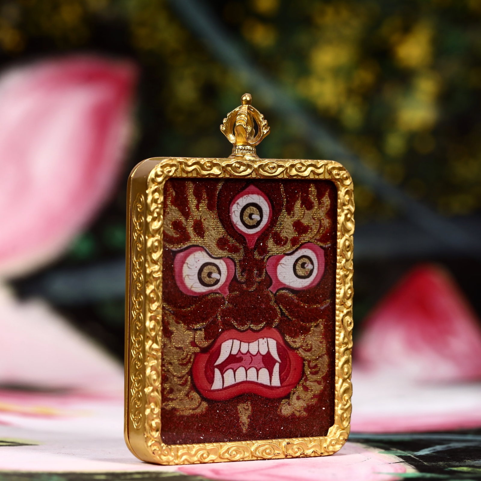 An Exquisite Painted Color Statue of Mammon Tangka - 3