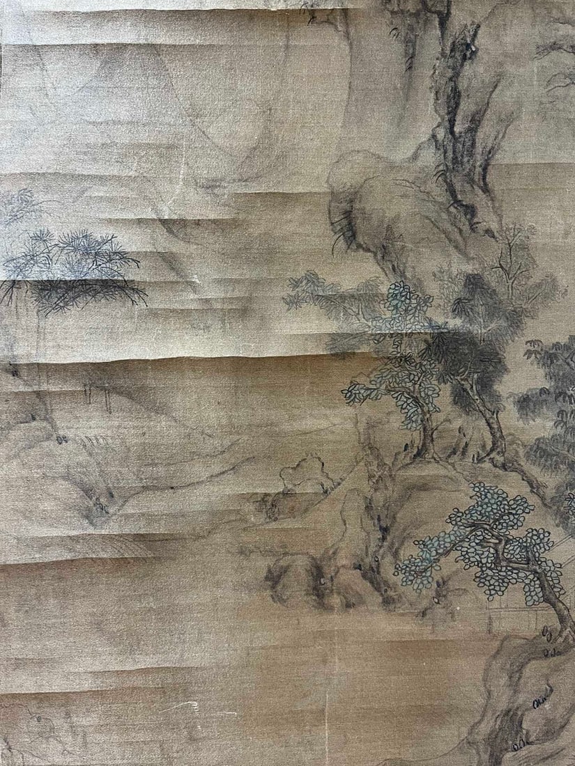 A Chinese Vertical Scroll Ink Painting of Landscape and Figure on Silk,Guo Xi - 8