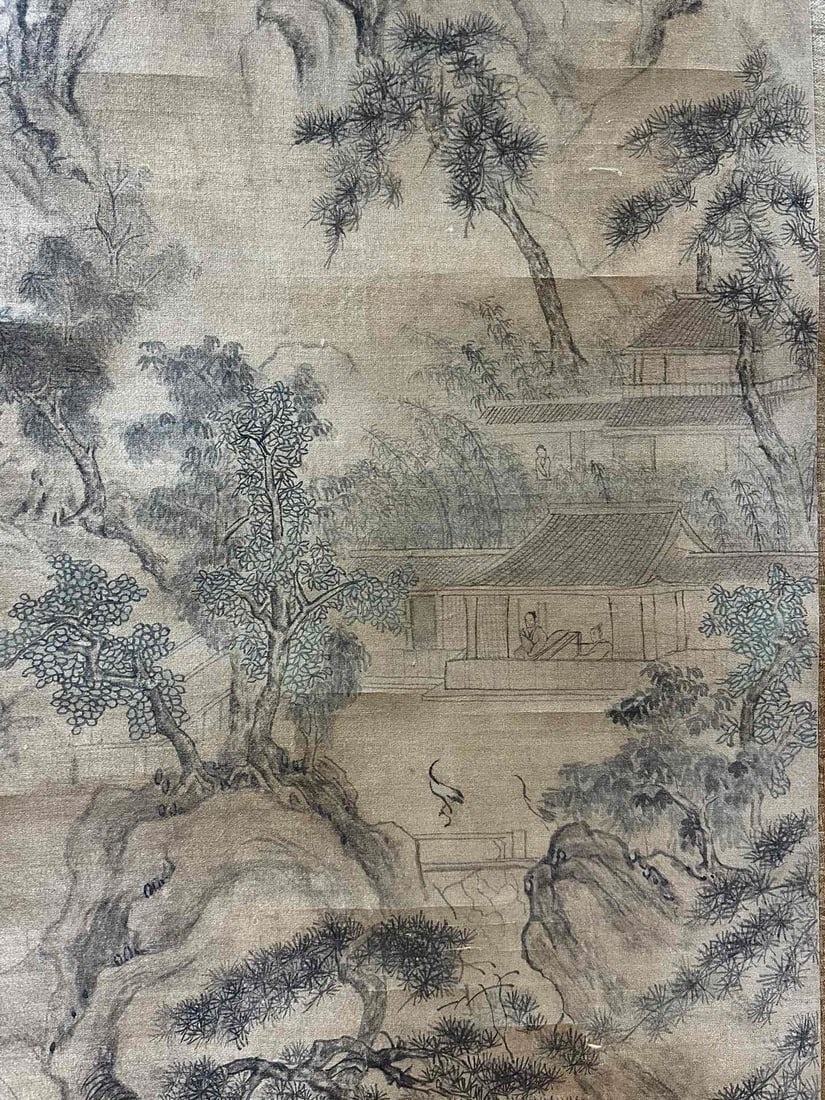 A Chinese Vertical Scroll Ink Painting of Landscape and Figure on Silk,Guo Xi - 9