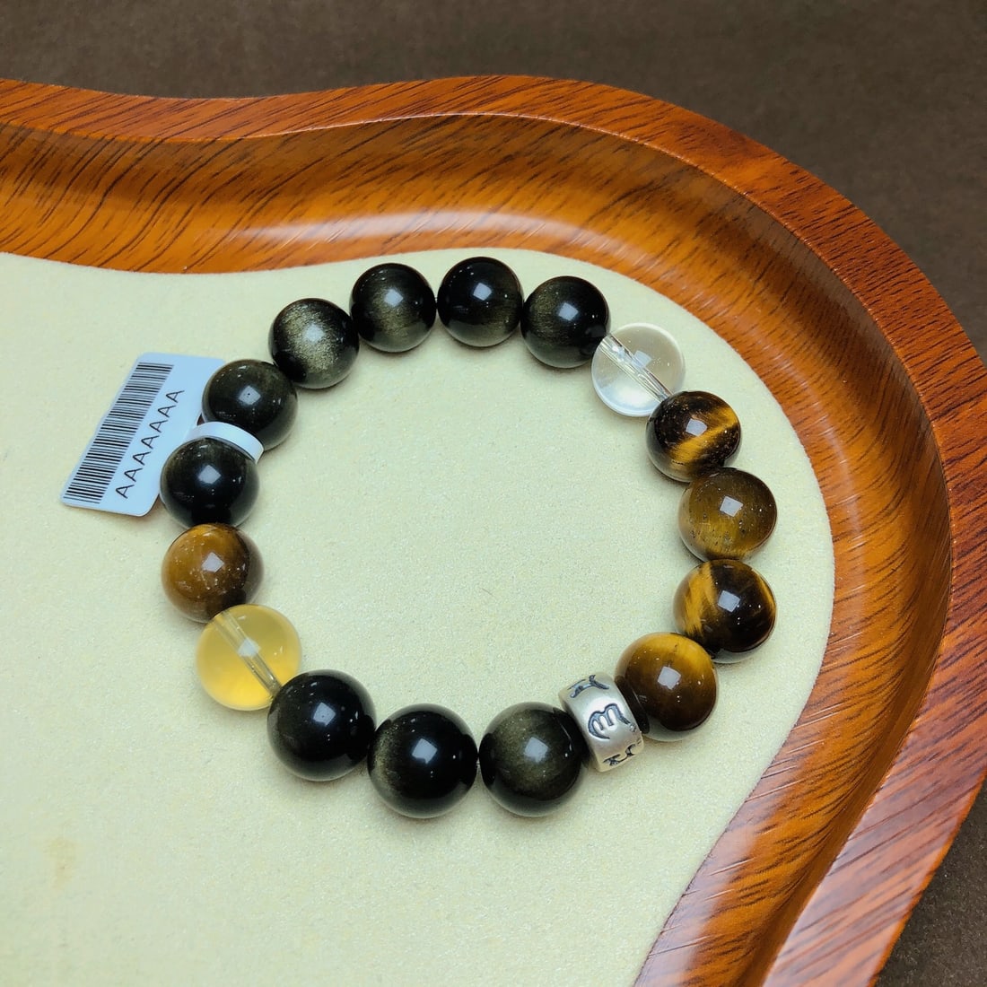 An Exquisite Crystal Gold Obsidian Bracelets - 8
