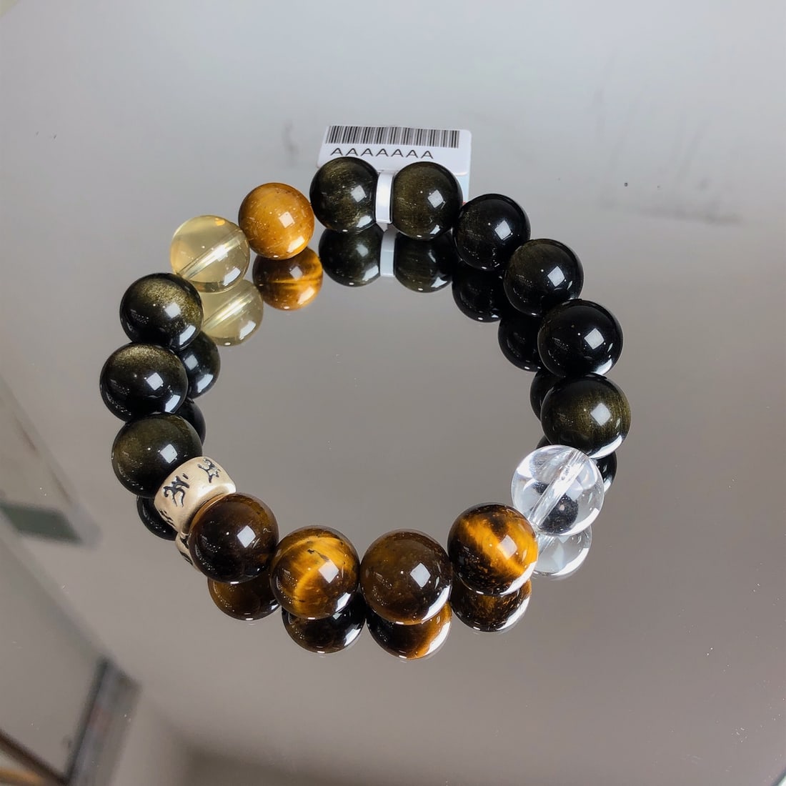 An Exquisite Crystal Gold Obsidian Bracelets - 9