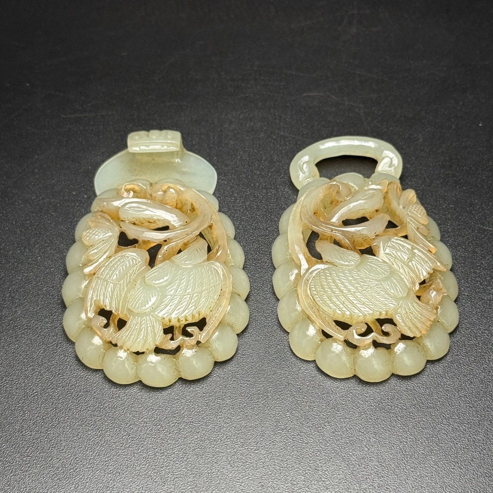 A Pair of Exquisite White Jade Crane Pattern Pendants - 3