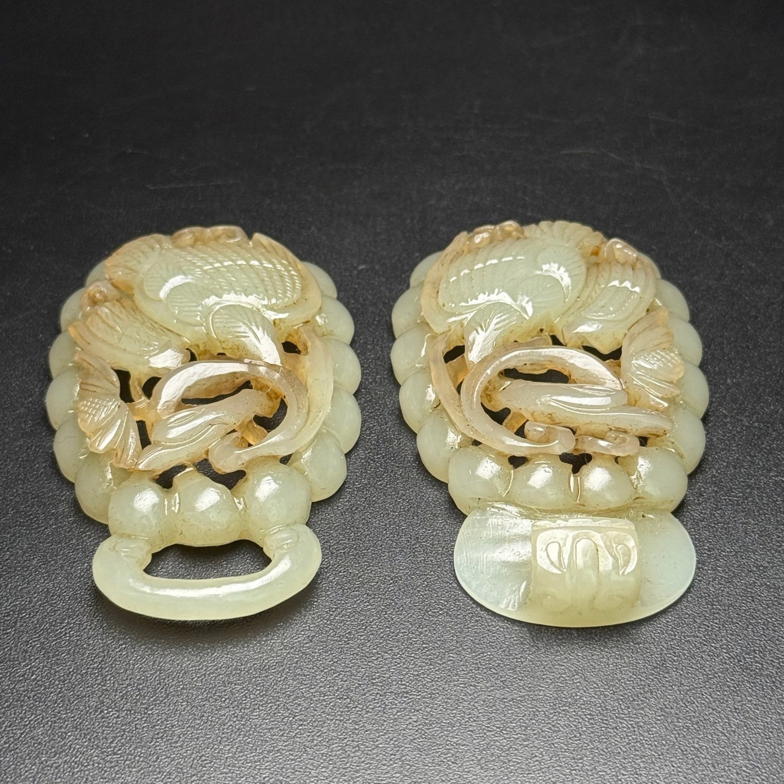 A Pair of Exquisite White Jade Crane Pattern Pendants - 5