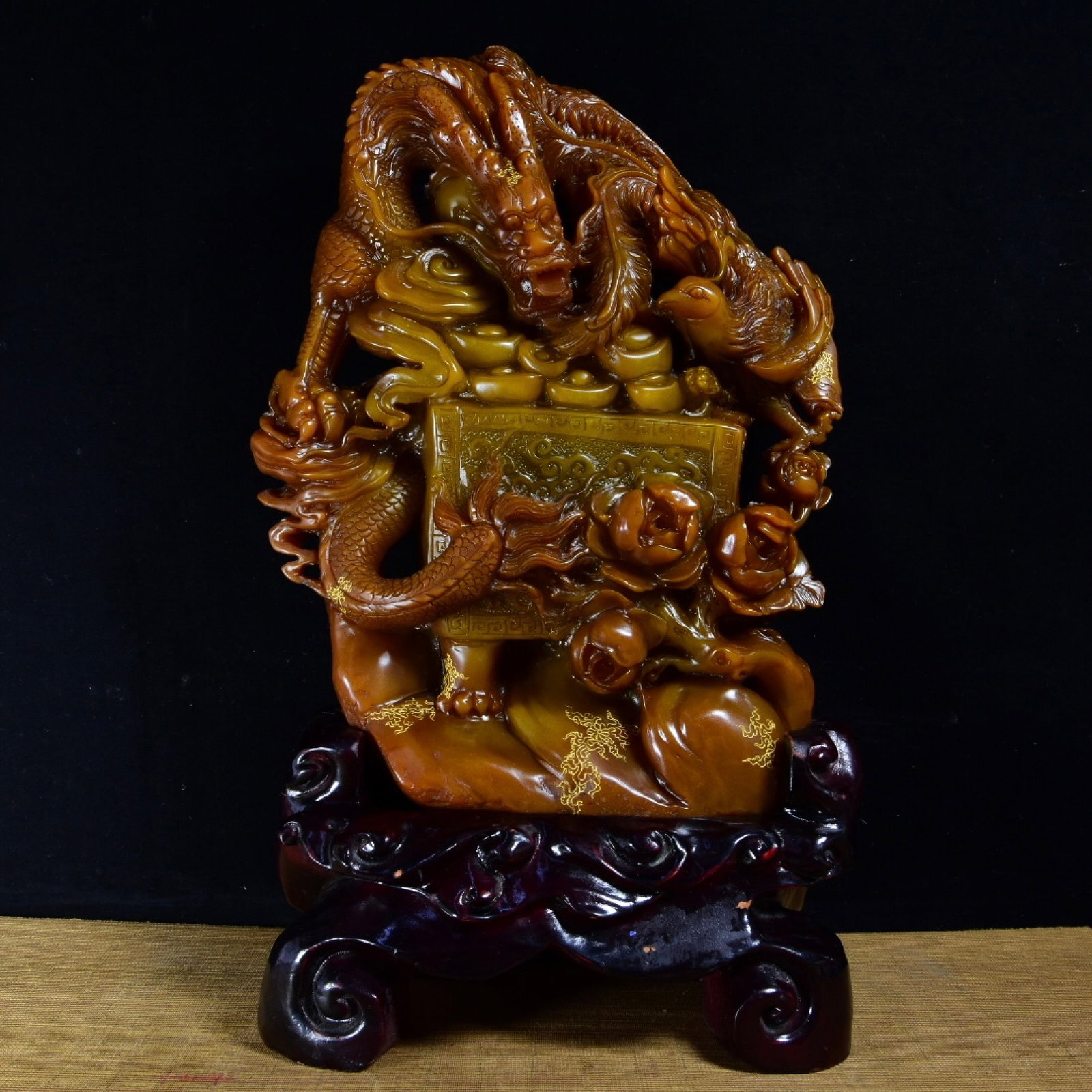 A Huge Tianhuang Stone Dragon and Phoenix Pattern Ornament - 2