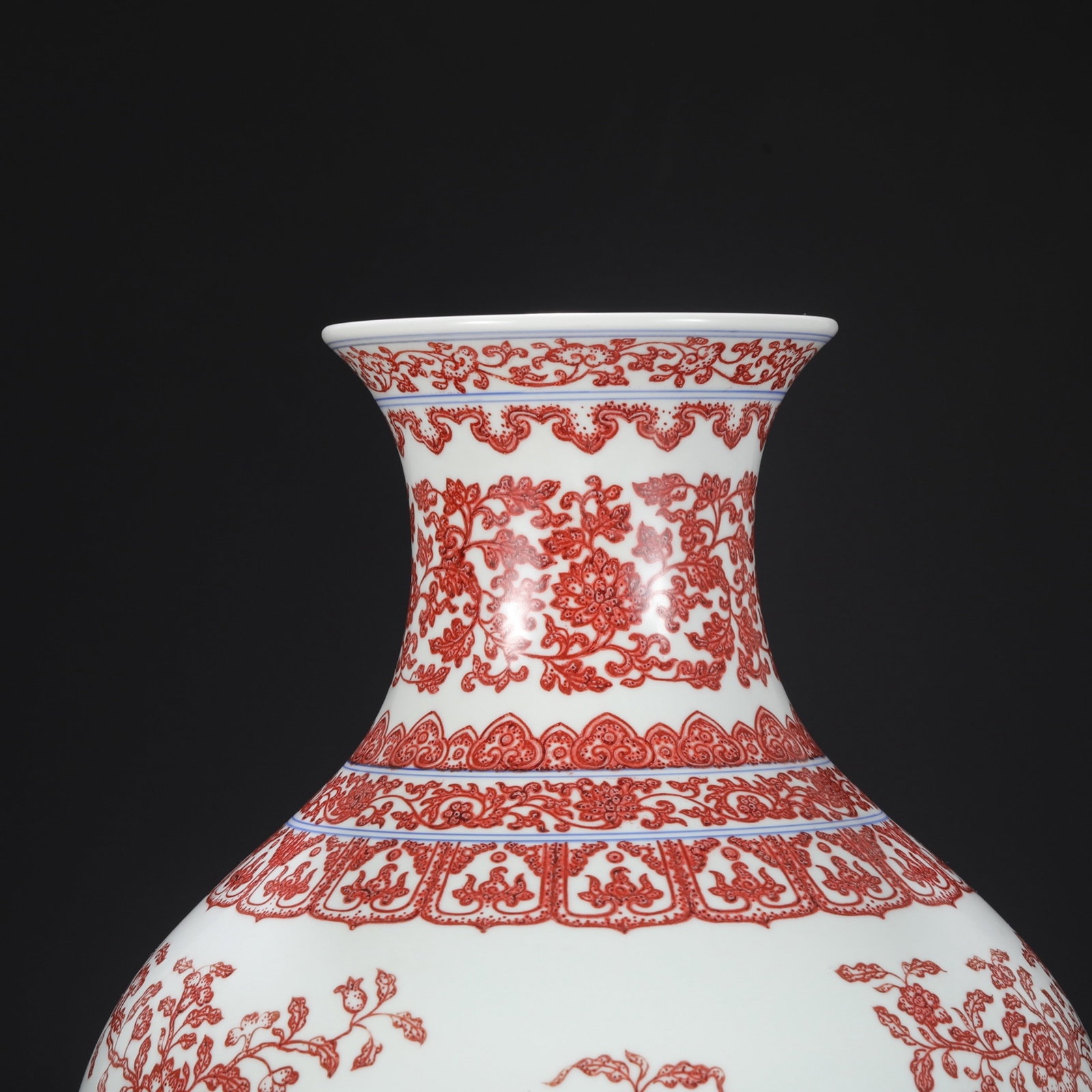 A Rare Underglaze-Red Cover with Silver Flower and Fruit Pattern Vase - 3