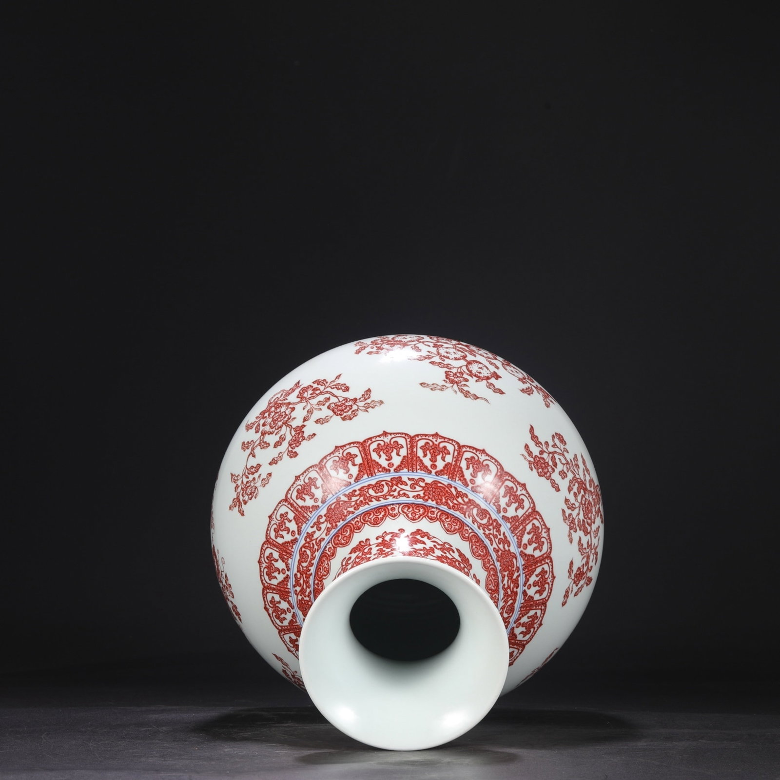A Rare Underglaze-Red Cover with Silver Flower and Fruit Pattern Vase - 4