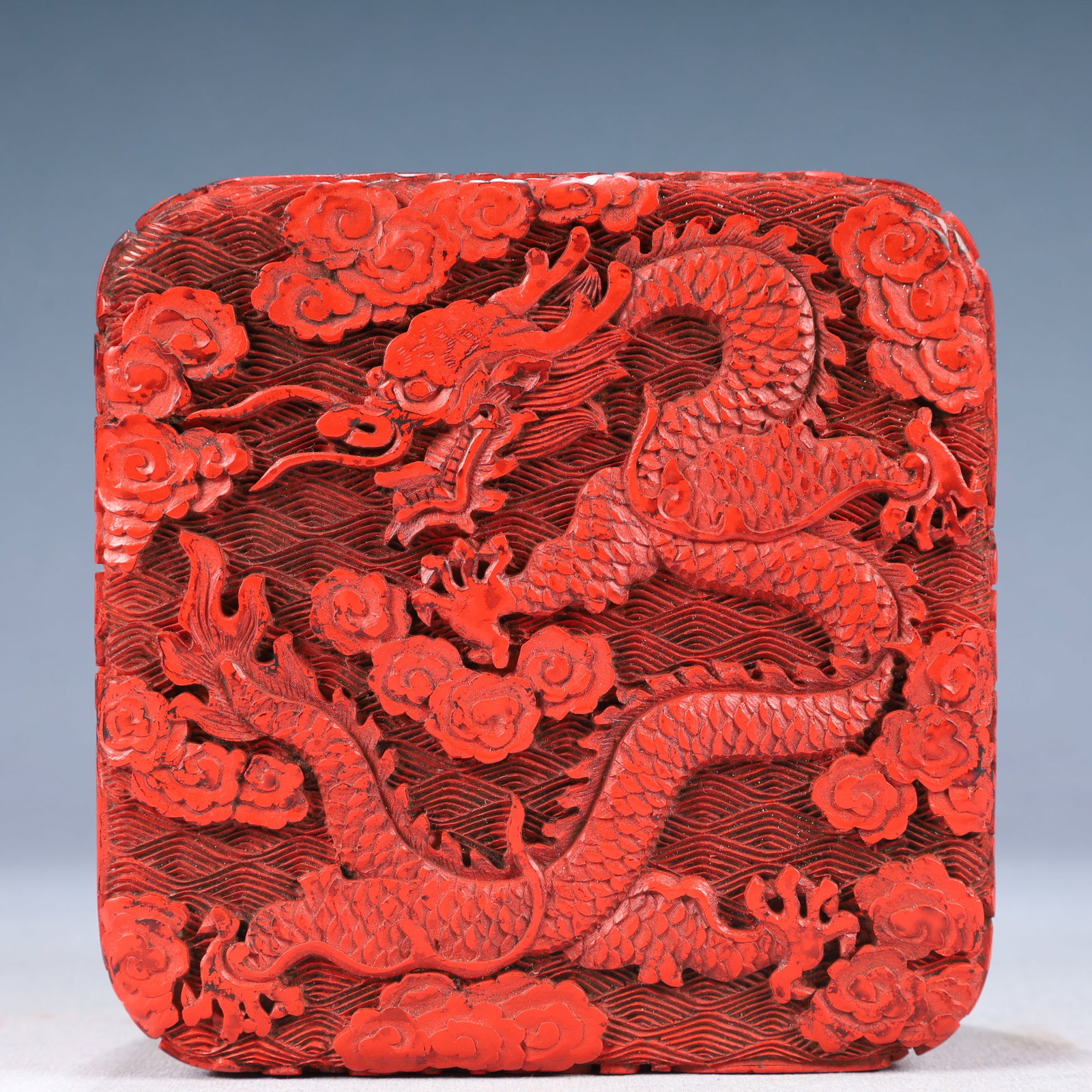 An Exquisite Carved Red Lacquer Auspicious Cloud and Dragon Pattern Cover Box - 5