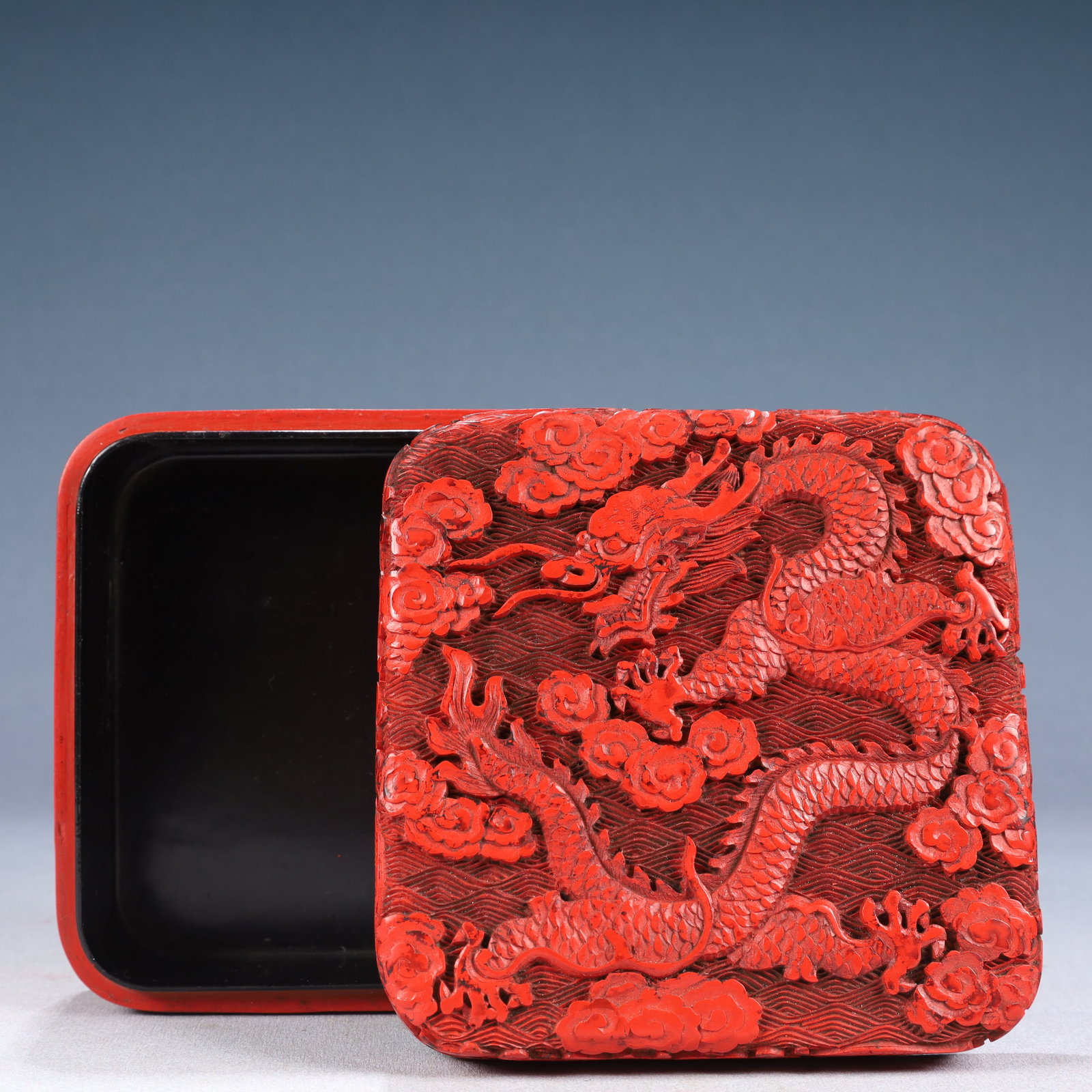 An Exquisite Carved Red Lacquer Auspicious Cloud and Dragon Pattern Cover Box - 6
