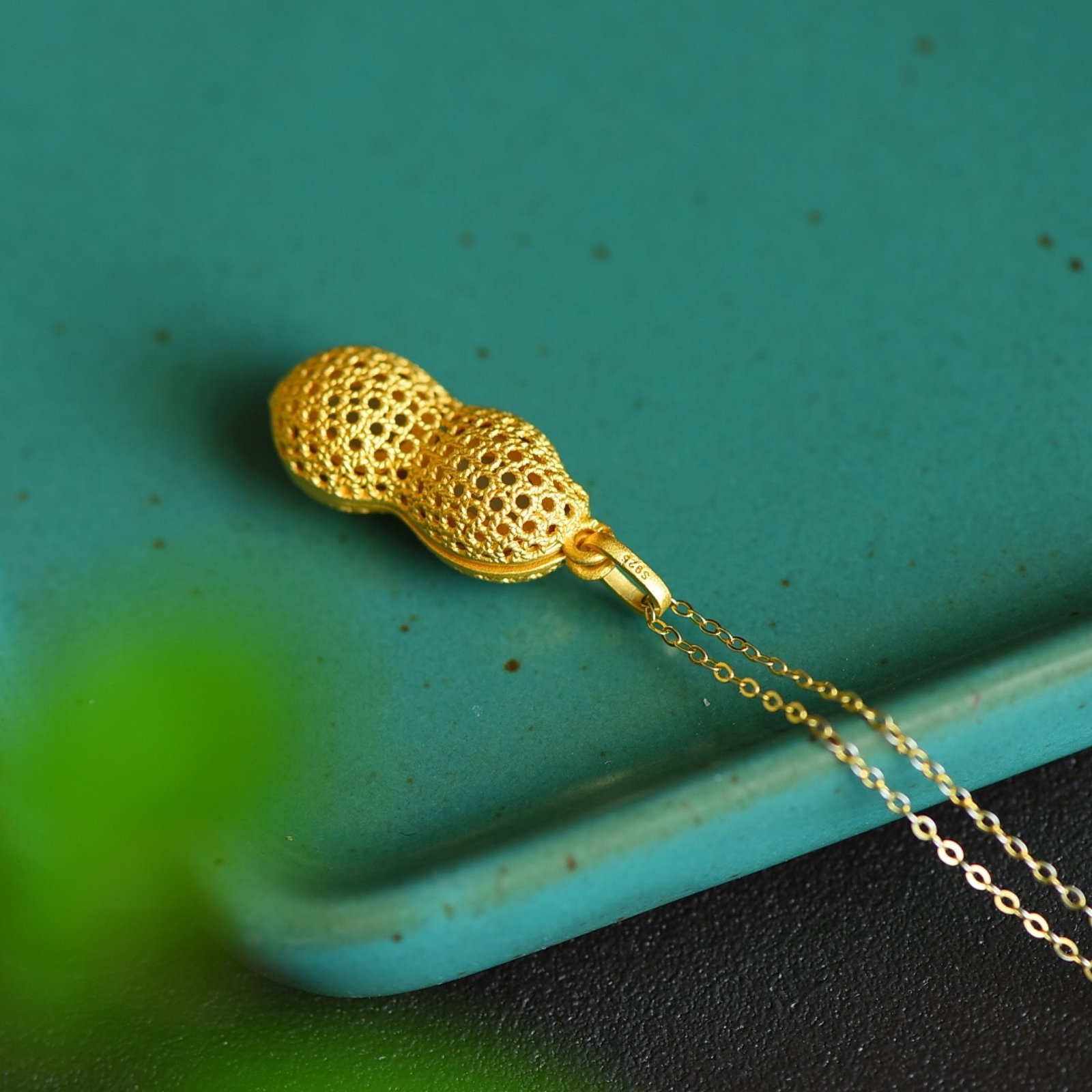 An Exquisite Sterling Silver-Gold Plated Inlaid White Jade Pendant - 2