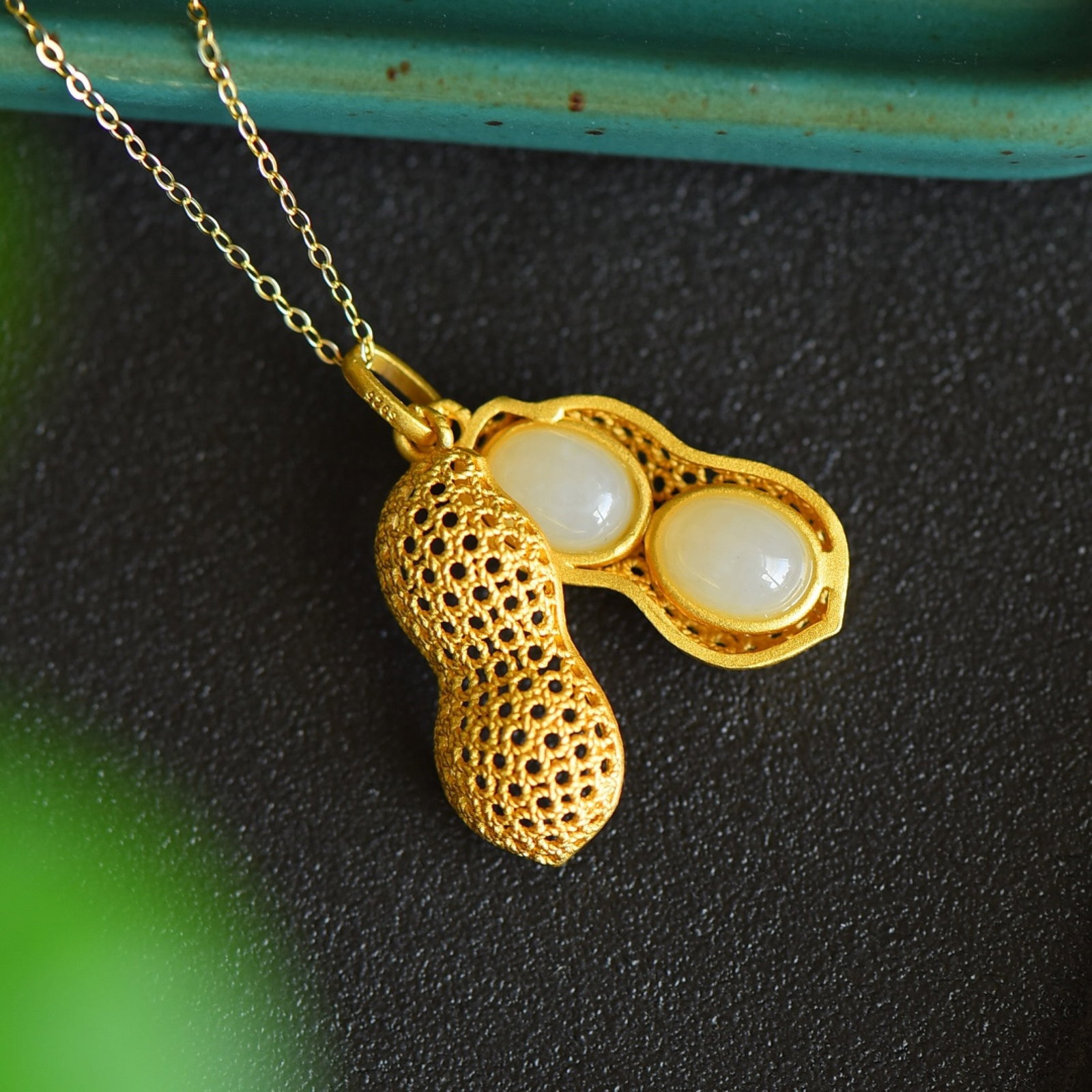 An Exquisite Sterling Silver-Gold Plated Inlaid White Jade Pendant - 4