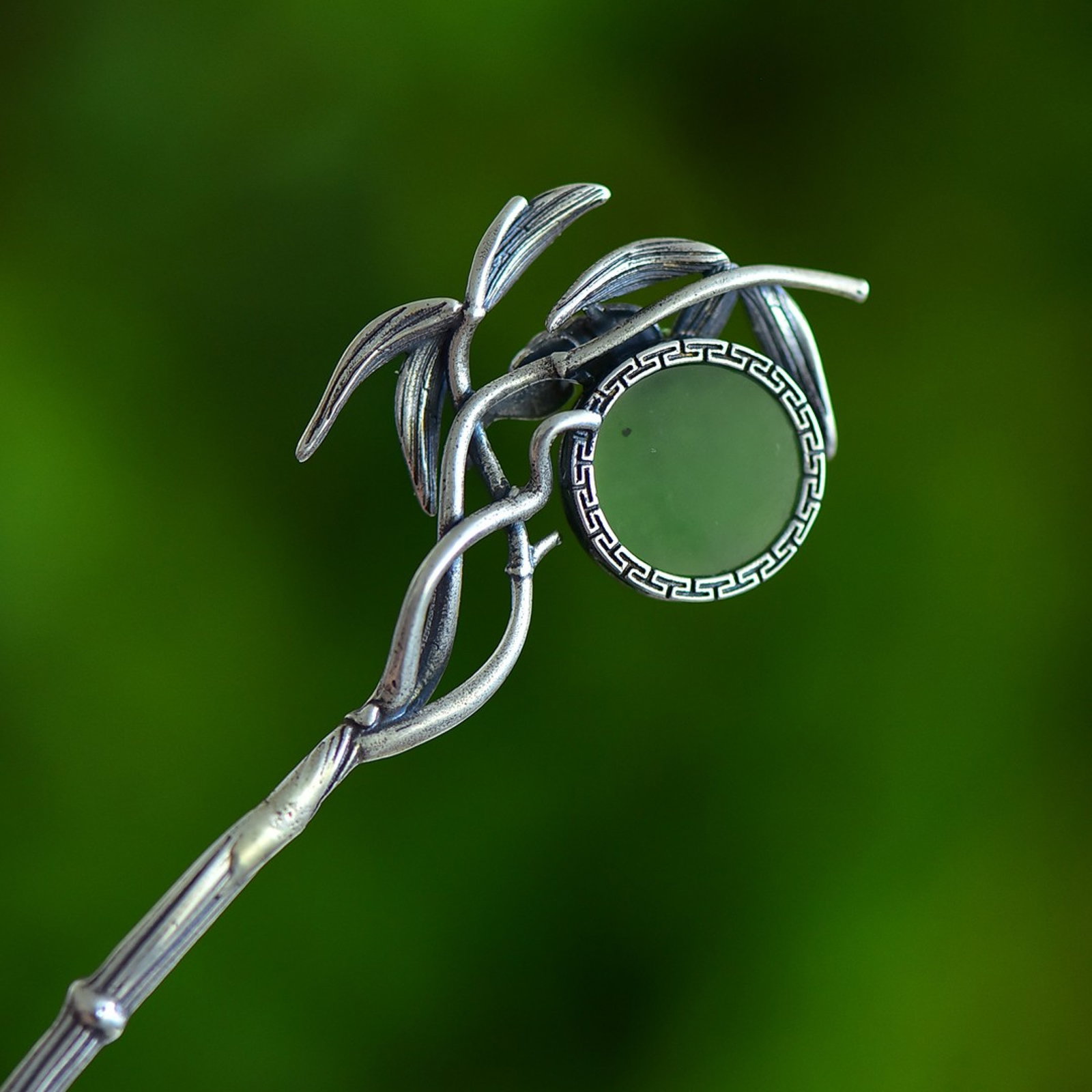 An Exquisite Sterling Silver Inlaid Jasper Enamel Hairpin - 5