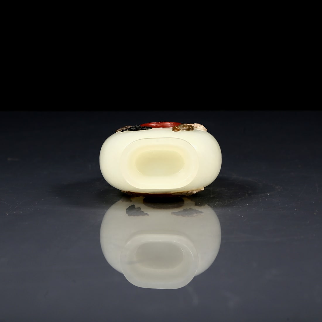 An Exquisite White Jade Inlaid Gems Bats Pattern Double-Ears Bottle - 10