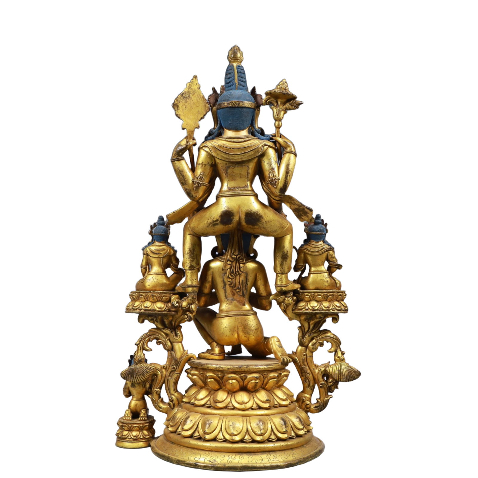 A Solemn Gilt Bronze Statue of Avalokitesvara, Inlaid Gems - 9
