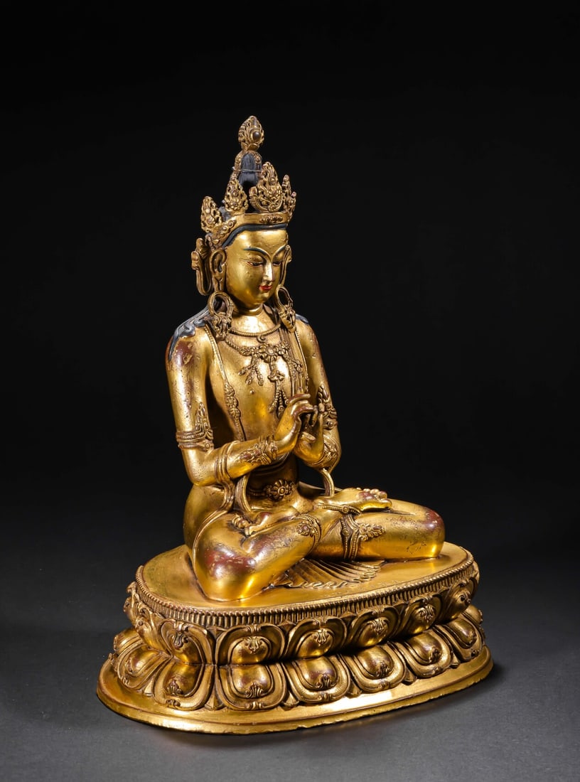 A Solemn Gilt Bronze Statue of Mah¨¡vairocana - 9