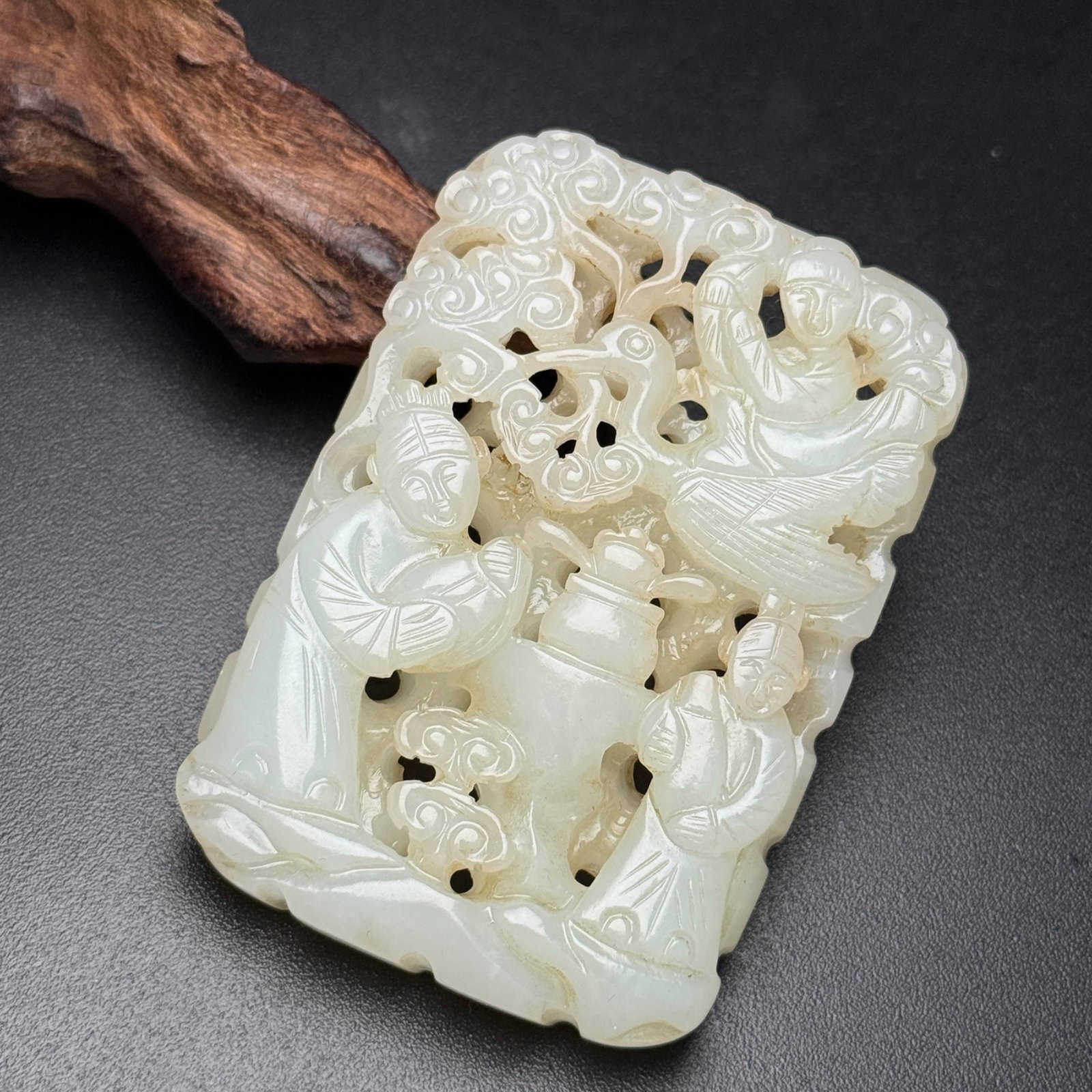 An Exquisite White Jade Hollow Figure Pattern Pendant - 2