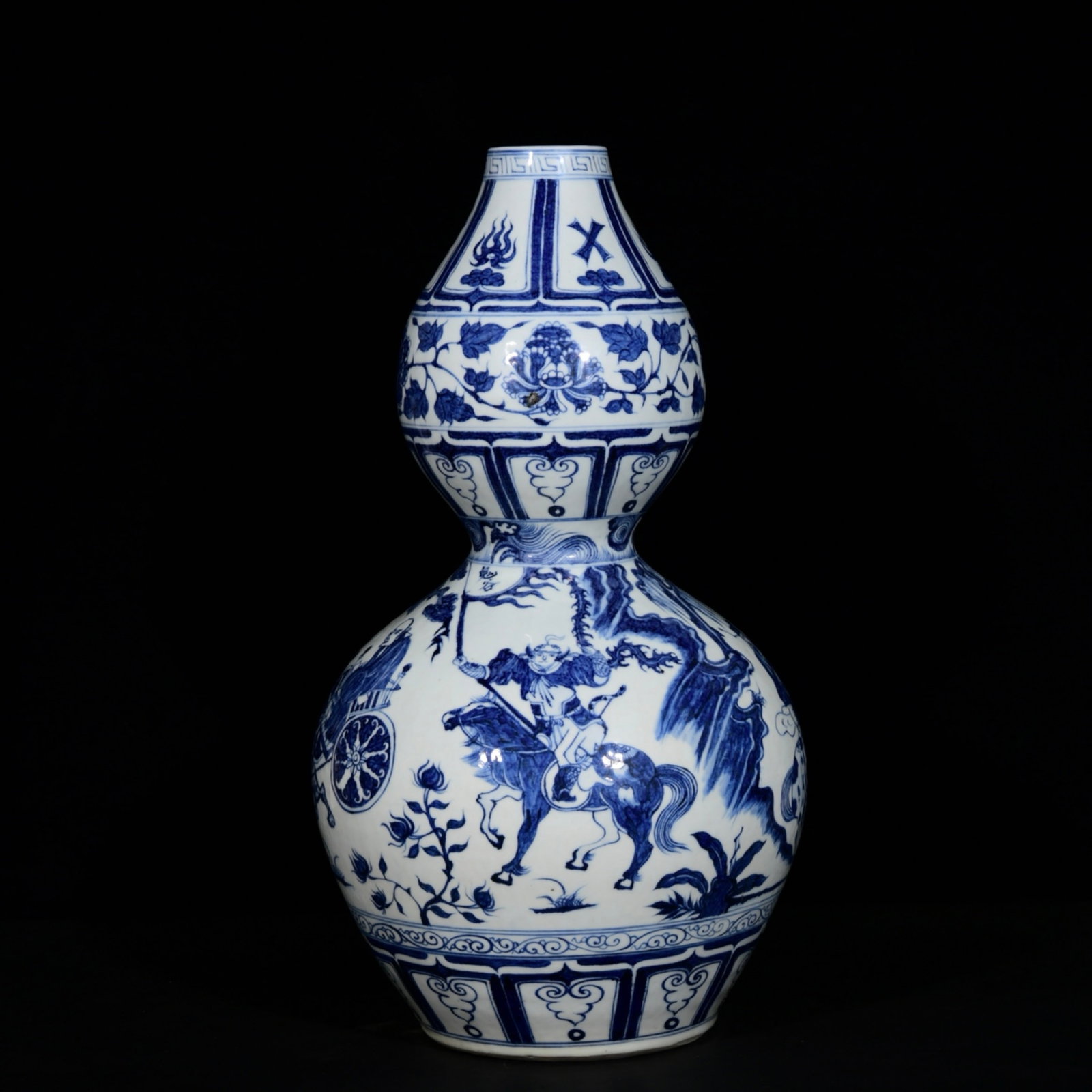 A Huge Blue and White Character and Story Pattern Gourd Vase - 5
