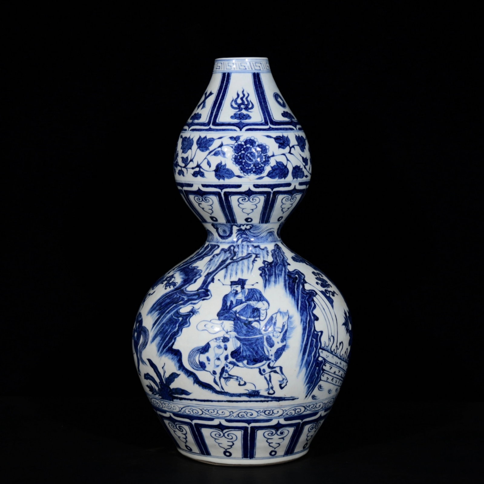 A Huge Blue and White Character and Story Pattern Gourd Vase - 6