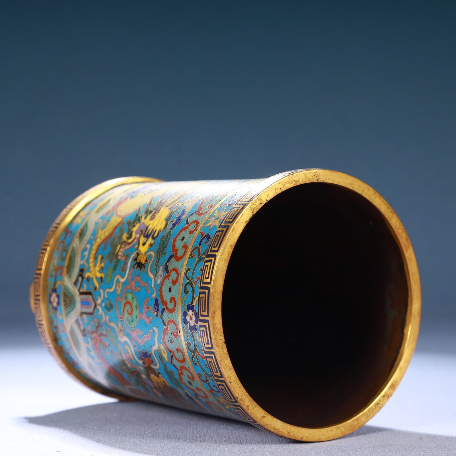 An Exquisite Cloisonne Seawater,Auspicious Cloud and Dragon Pattern Tripod Brush Pot - 6