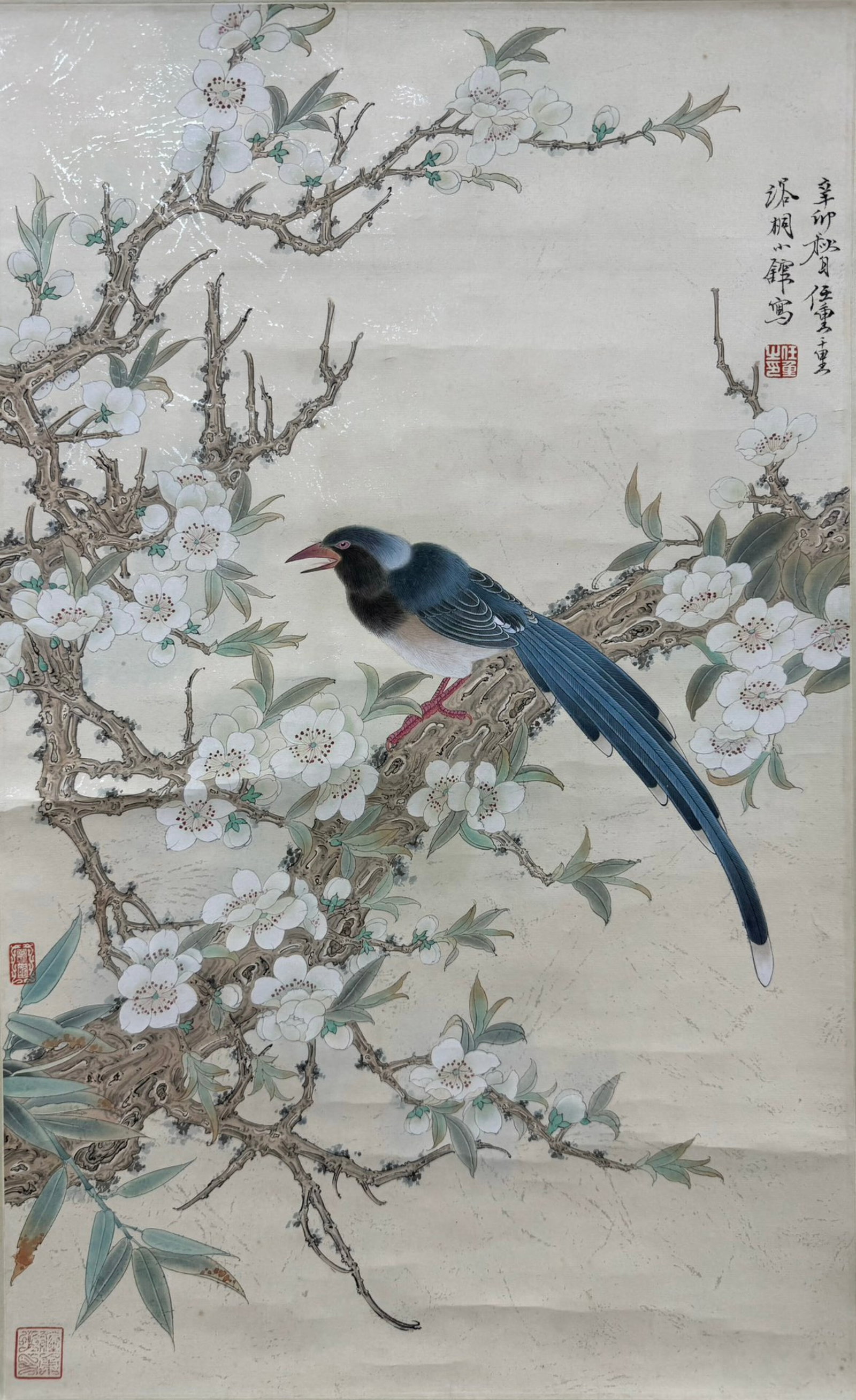 A Chinese Vertical Scroll Ink Painting of Flower and Bird on Paper,Ren Zhong - 2