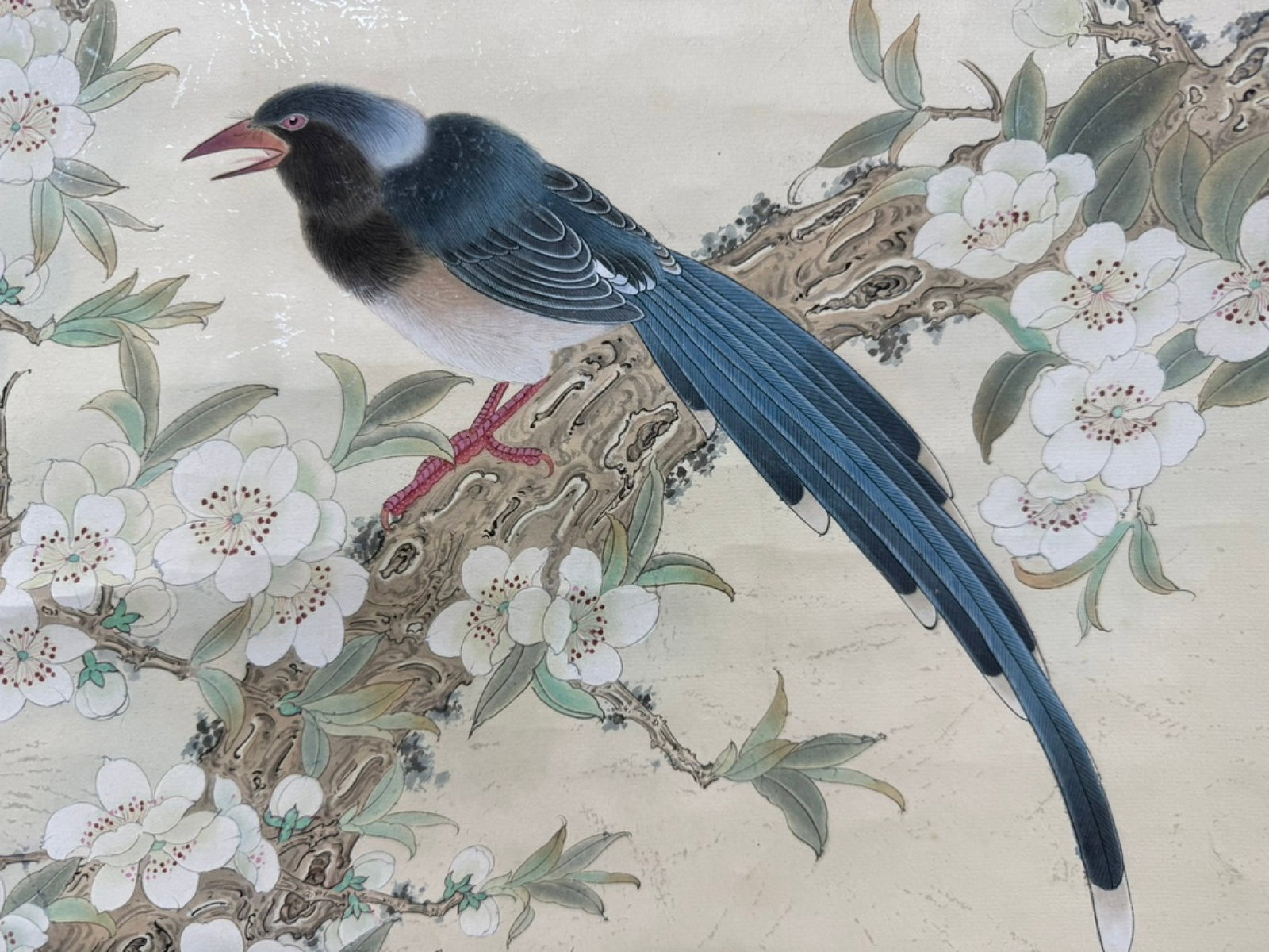 A Chinese Vertical Scroll Ink Painting of Flower and Bird on Paper,Ren Zhong - 3