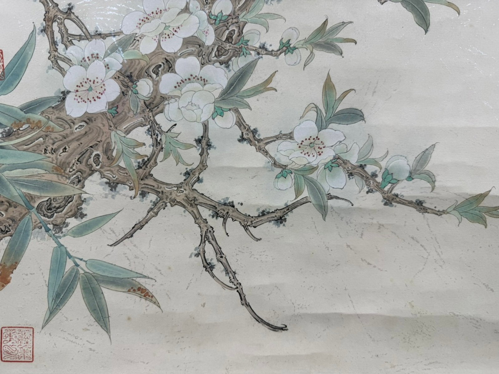A Chinese Vertical Scroll Ink Painting of Flower and Bird on Paper,Ren Zhong - 6