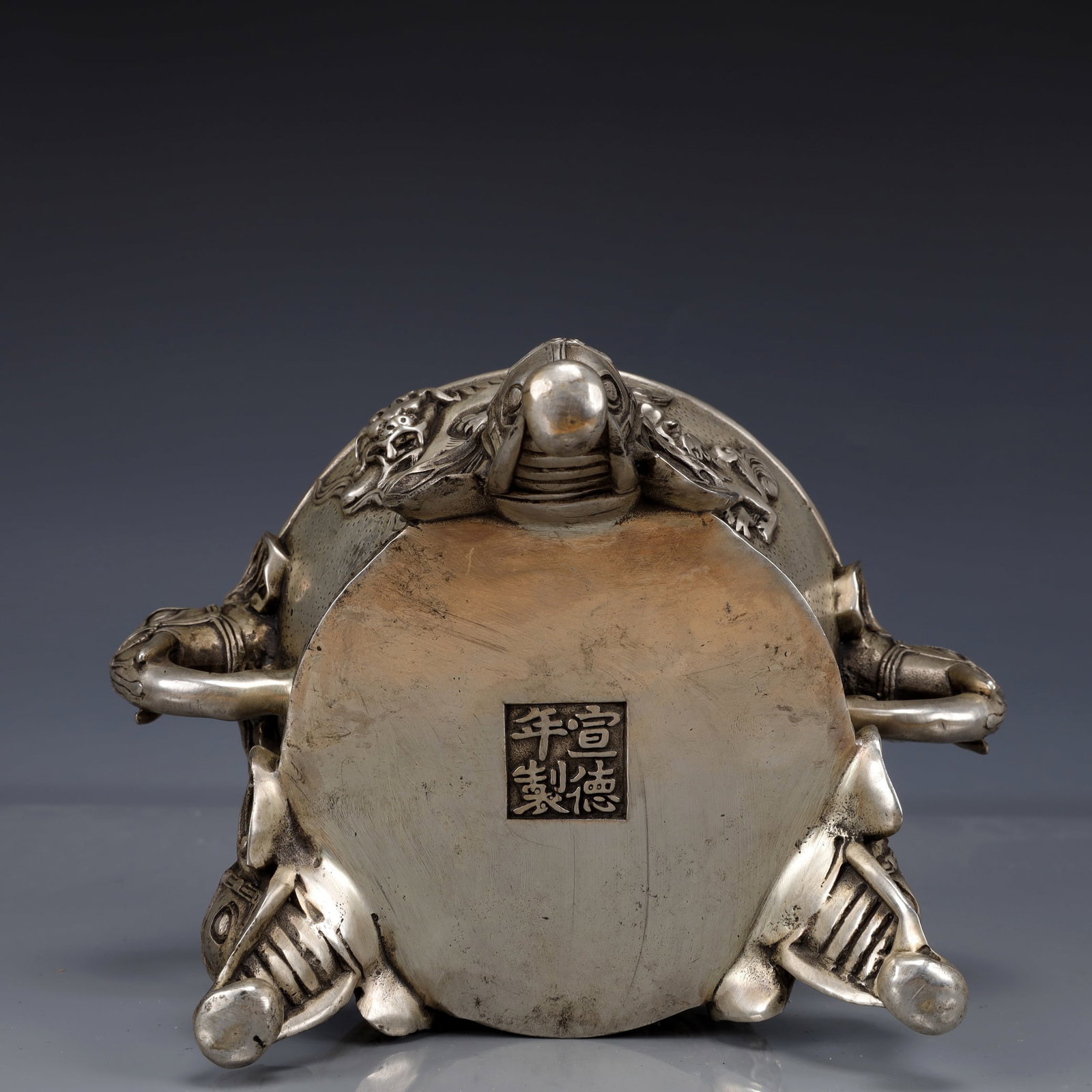 An Exquisite Silver-Plated Bronze Auspicious Beast Pattern Double-Ears and Tripod Censer - 11