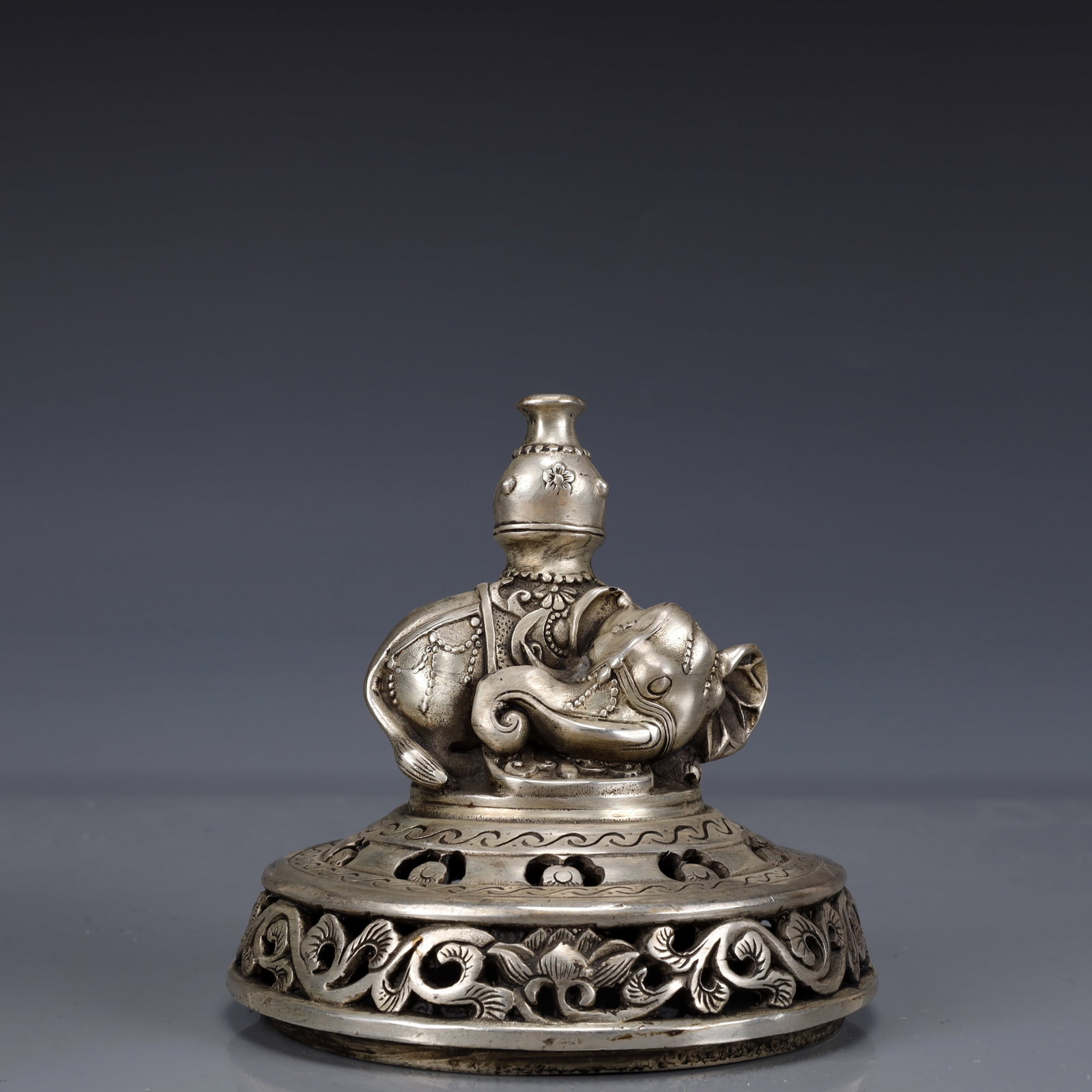 An Exquisite Silver-Plated Bronze Auspicious Beast Pattern Double-Ears and Tripod Censer - 9