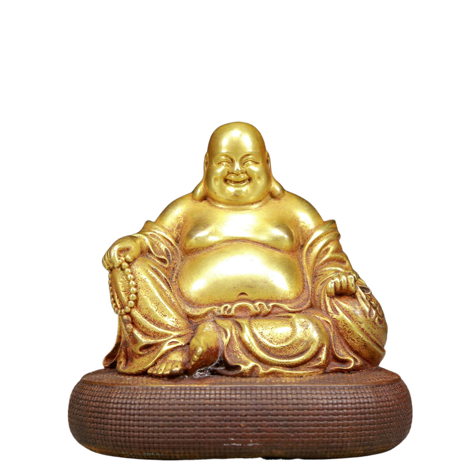A Solemn Gilt Bronze Statue of Maitreya Buddha: Estimated Value:3000-6000 A Solemn Gilt Bronze Statue of Maitreya Buddha,Ming Dynasty, China,Size:4.7inx3.3inx4.7in,Weight:1285g