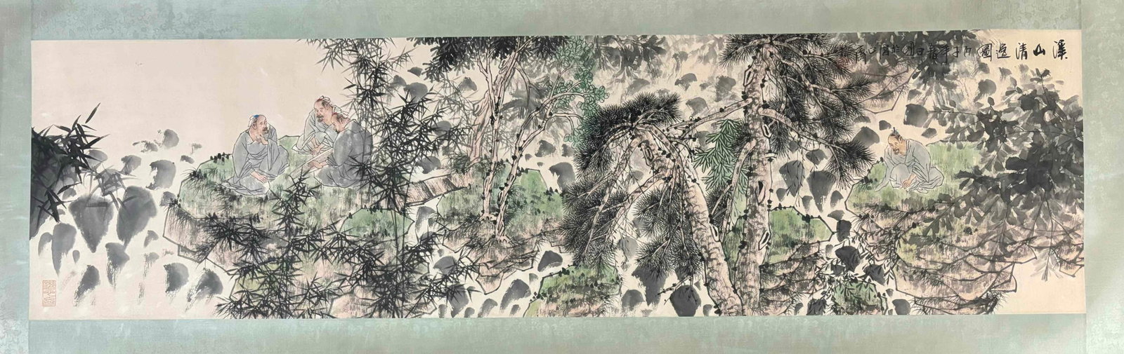 A Chinese Ink Painting of Landscape and Figure on Paper,Wang Mingming: Estimated Value:2000-4000 A Chinese Ink Painting of Landscape and Figure on Paper,Wang Mingming,Size:(Without frame)70.5inx18.9in